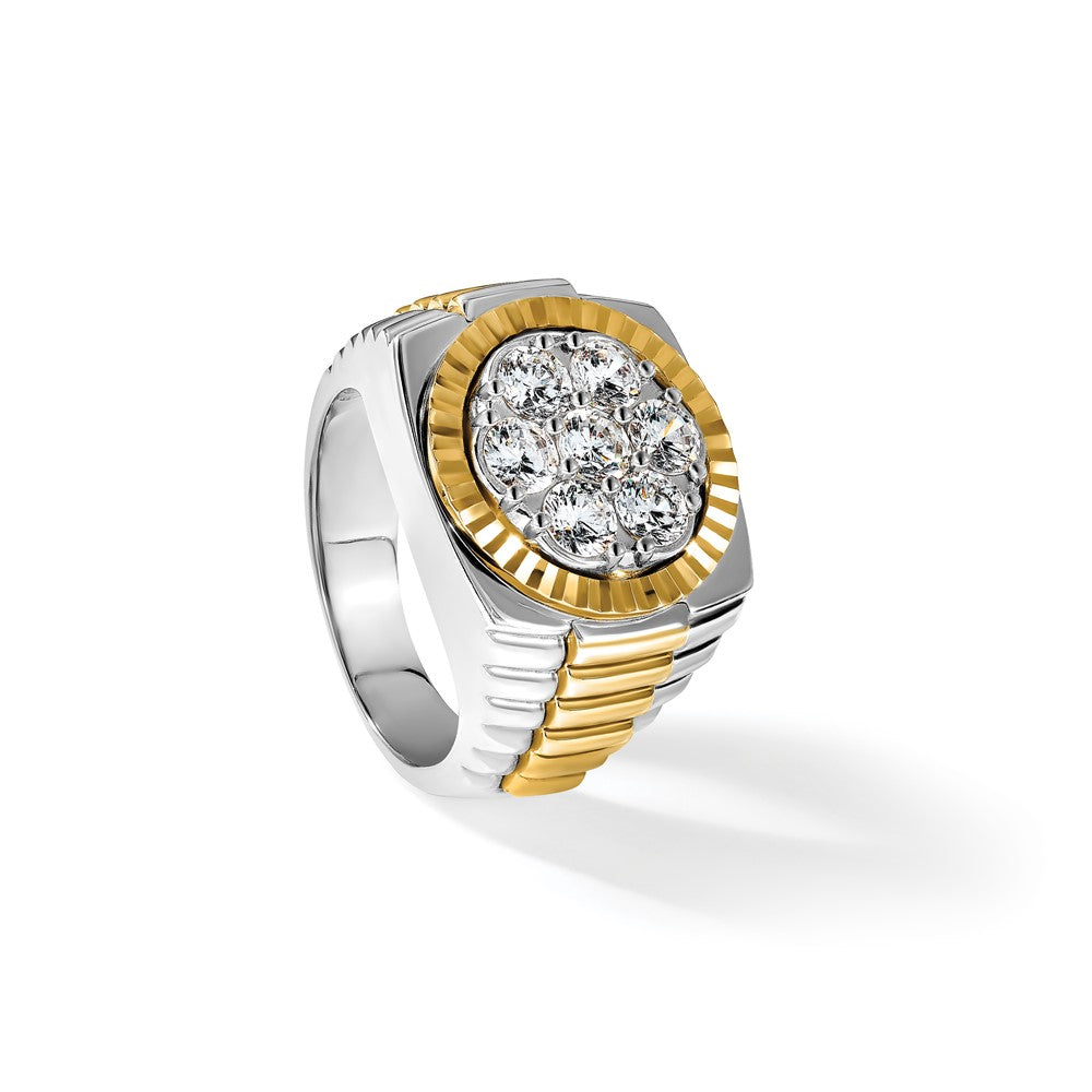 14k Two-Tone 2 Ct. Lab Grown Diamond VS/SI+ G+ Ribbed Men's Cluster Ring