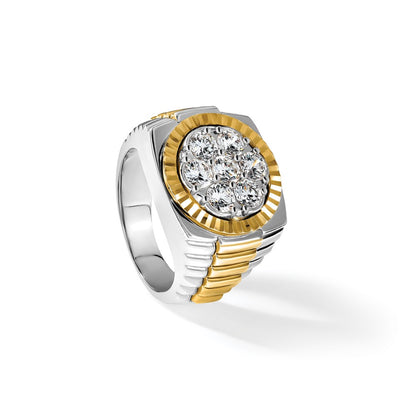 14k Two-tone Gold Men's 2 carat Diamond Complete Ring