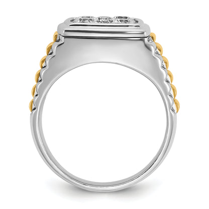 10K Two-Tone Ibgoodman Men'S Polished And Textured Cluster Ring Mounting