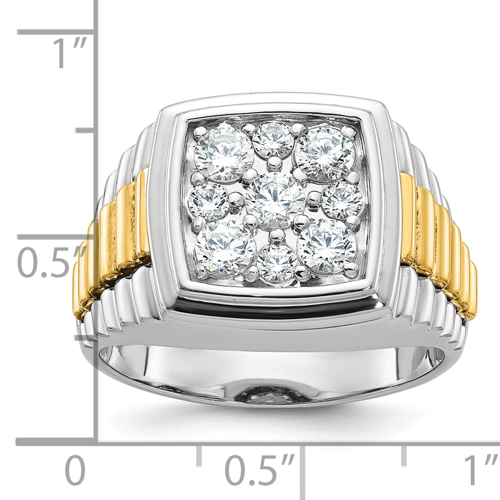 10K Two-Tone Ibgoodman Men'S Polished And Textured Cluster Ring Mounting