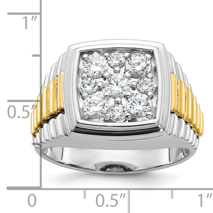10K Two-Tone Ibgoodman Men'S Polished And Textured Cluster Ring Mounting
