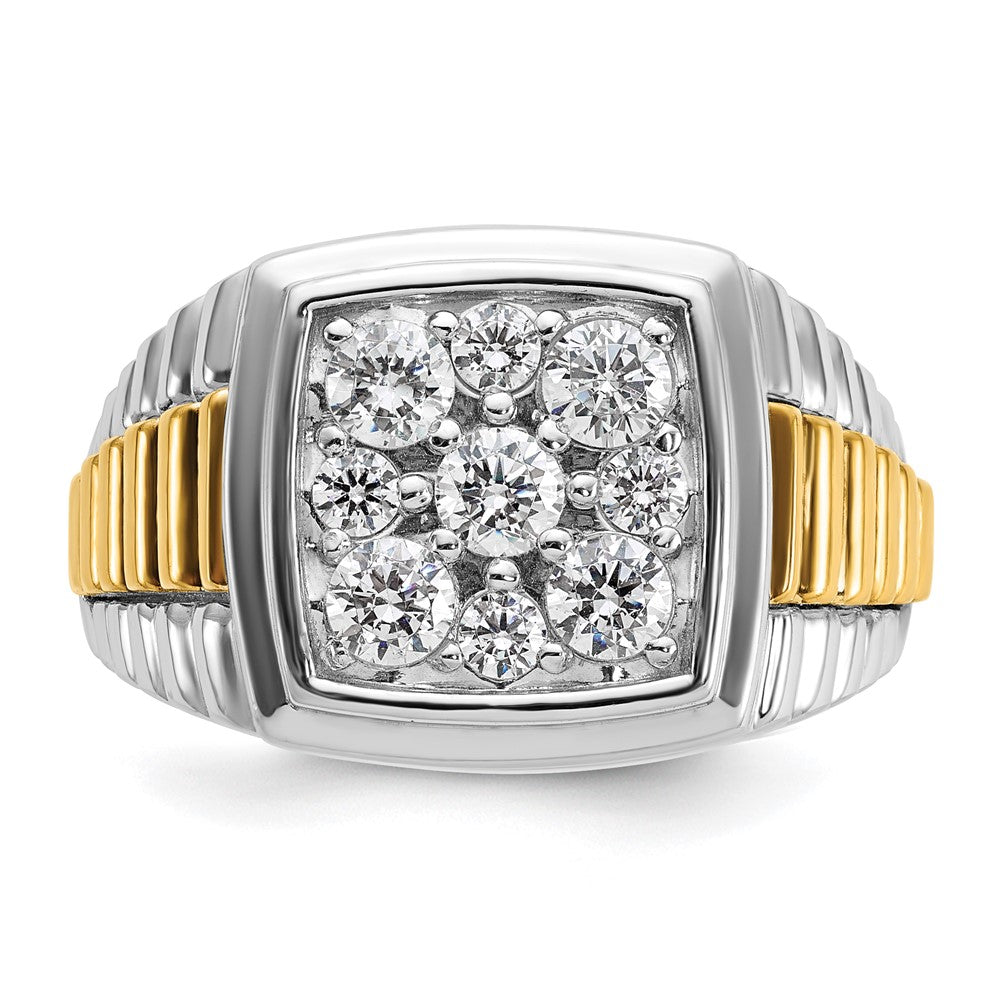 14k Two-tone Two Tone 1 Ct. Lab Grown Diamond VS/SI+ G+ Men's Polished and Satin Cluster Ring