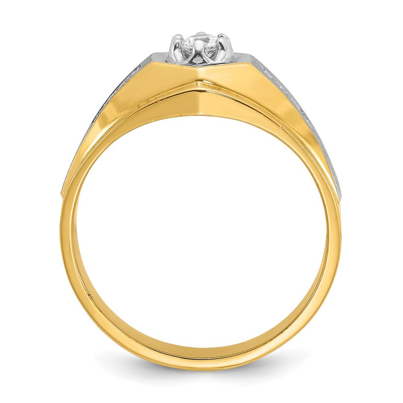 14K Yellow Gold Rhodium Ibgoodman Men'S Polish/Satin Complete Lab Grown Vs/Si+ G+ Di