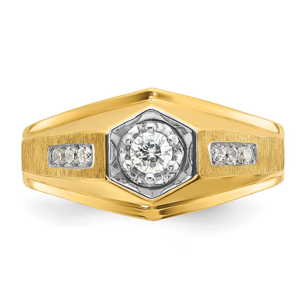 14K Yellow Gold Rhodium Ibgoodman Men'S Polish/Satin Complete Lab Grown Vs/Si+ G+ Di