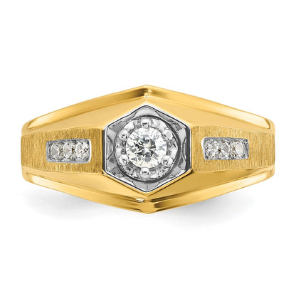 14K Yellow Gold Rhodium Ibgoodman Men'S Polish/Satin Complete Lab Grown Vs/Si+ G+ Di