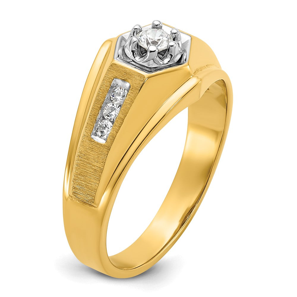 14K Yellow Gold Rhodium Ibgoodman Men'S Polish/Satin Complete Lab Grown Vs/Si+ G+ Di