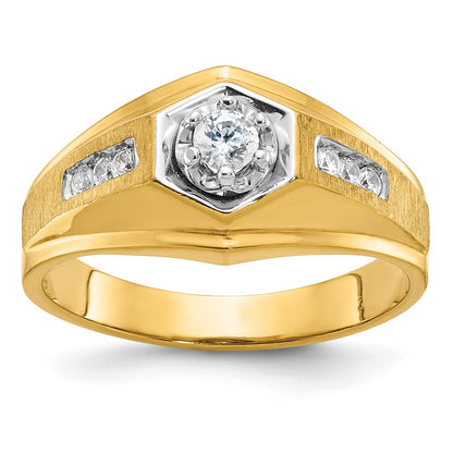 14K Yellow Gold Rhodium Ibgoodman Men'S Polish/Satin Complete Lab Grown Vs/Si+ G+ Di