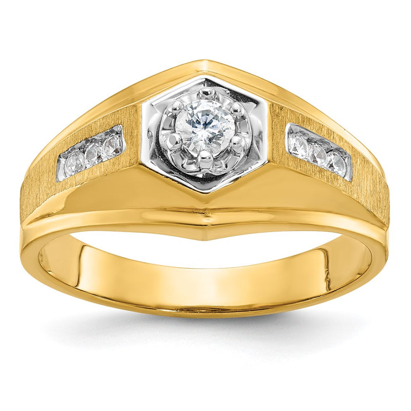 14K Yellow Gold Rhodium Ibgoodman Men'S Polish/Satin Complete Lab Grown Vs/Si+ G+ Di
