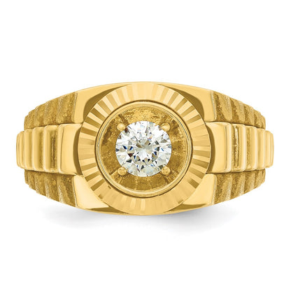 10K Yellow Gold Ibgoodman Men'S Polished Satin And Textured 1/2 Carat A Quality Diamond Ring