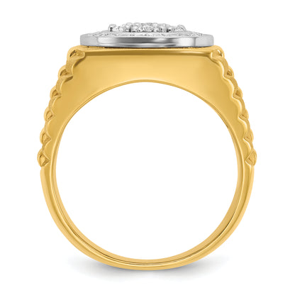 10K Two-Tone Ibgoodman Men'S Polished Satin And Textured Ring Mounting