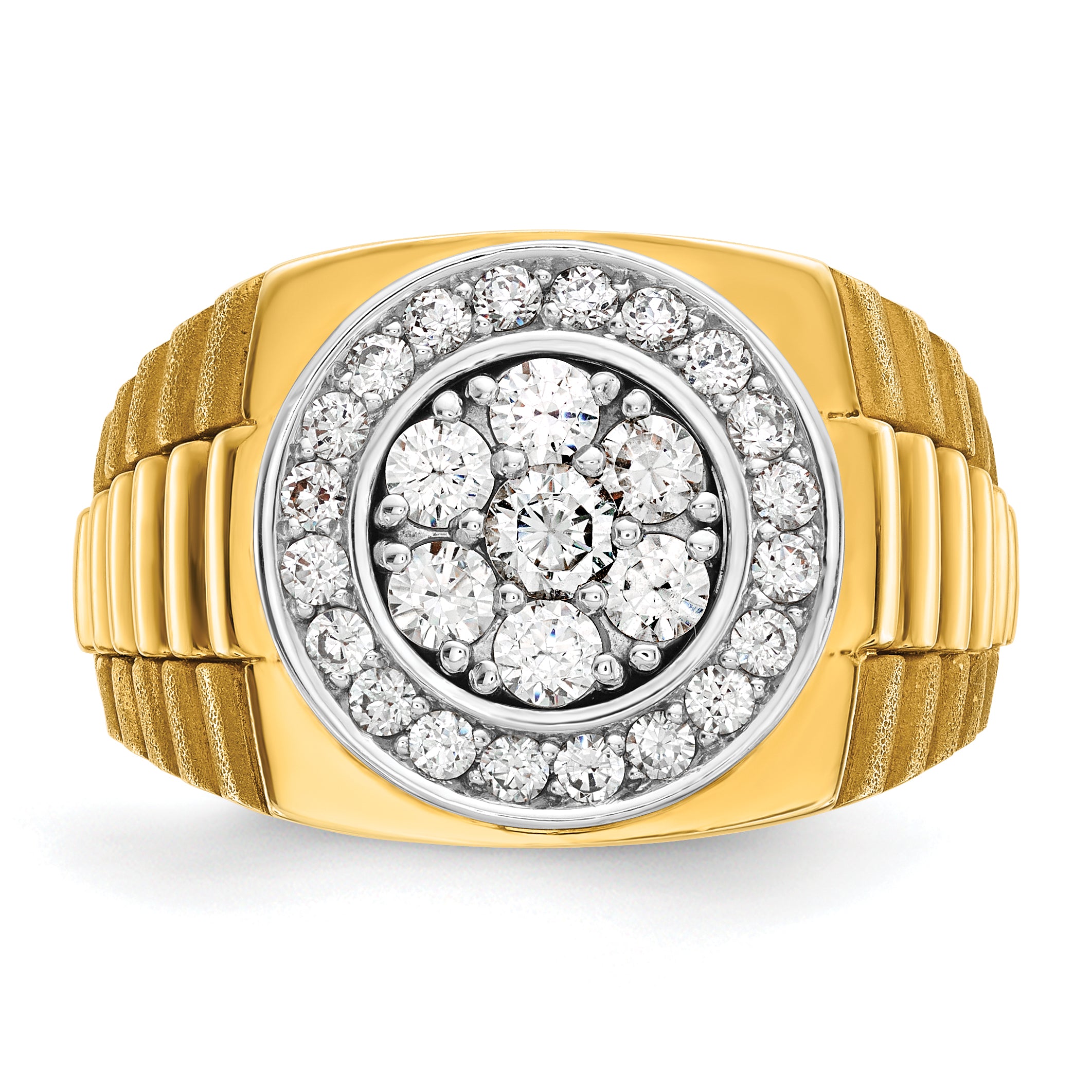 10K Two-Tone Ibgoodman Men'S Polished Satin And Textured Ring Mounting