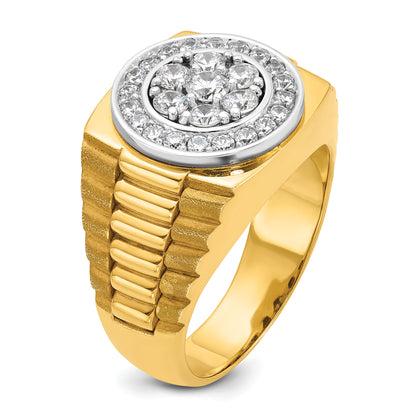 10K Two-Tone Ibgoodman Men'S Polished Satin And Textured Ring Mounting