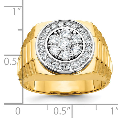 10K Two-Tone Ibgoodman Men'S Polished Satin And Textured Ring Mounting