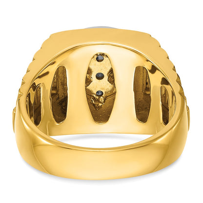 14k Two-Tone 1 Ct. Lab Grown Diamond VS/SI+ G+ Satin and Textured Men's Cluster Ring