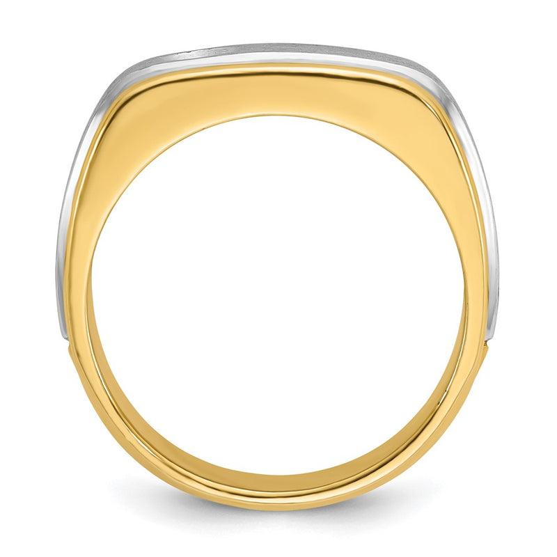 14k Two-tone Gold Men's Polished and Satin 1/4 carat Diamond Complete Ring
