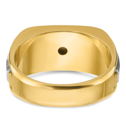 14k Two-tone Gold Men's Polished and Satin 1/4 carat Diamond Complete Ring