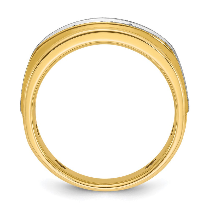 14k Two-tone Gold Men's Satin Finish 1 carat Diamond Complete Ring
