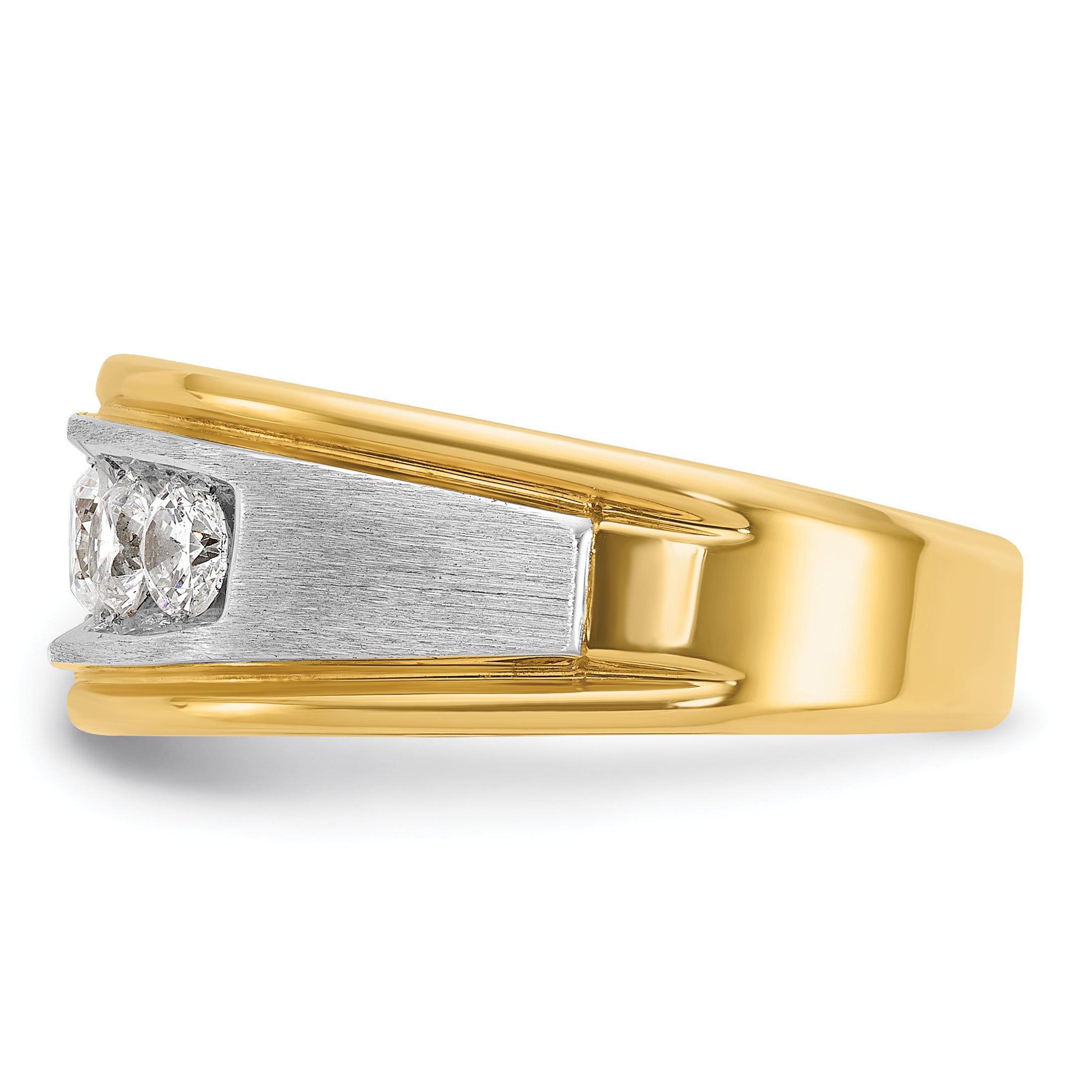 14k Two-tone Gold Men's Satin Finish 1 carat Diamond Complete Ring