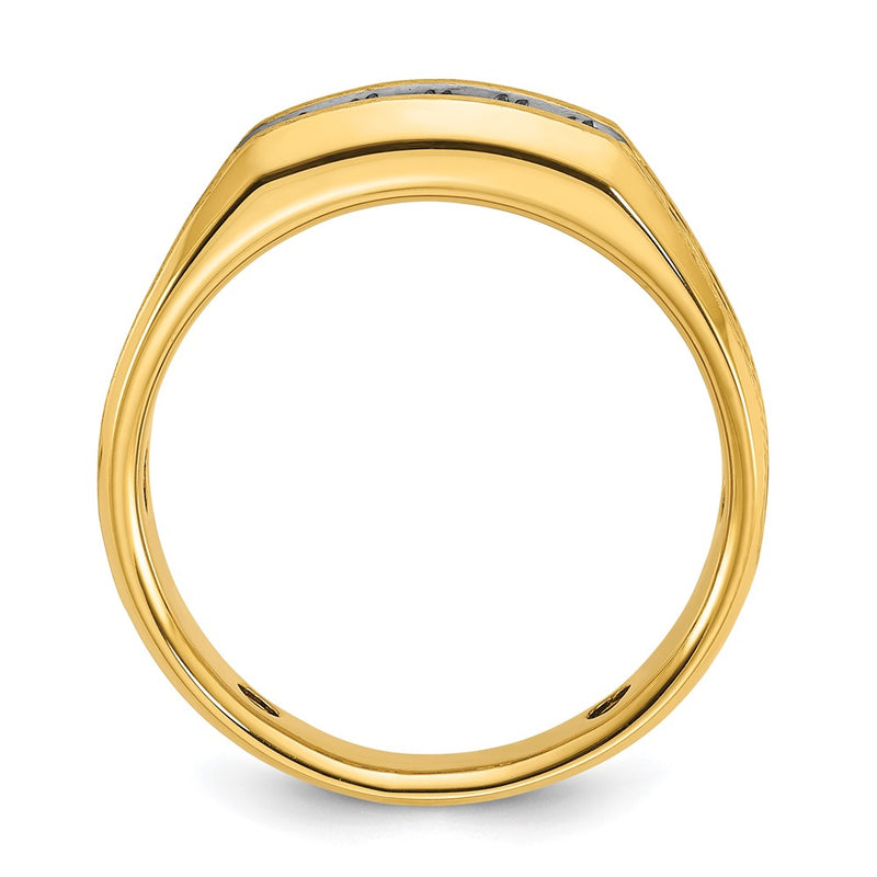 10K Yellow Gold Ibgoodman With Black Rhodium Men'S Polished Satin And Grooved 1/4 Carat A Quality Diamond 5-Stone Ring