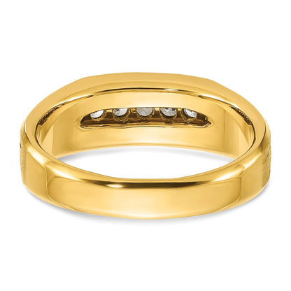 14k Yellow Gold with Black Rhodium Men's Satin 1/4 carat Diamond Complete Ring