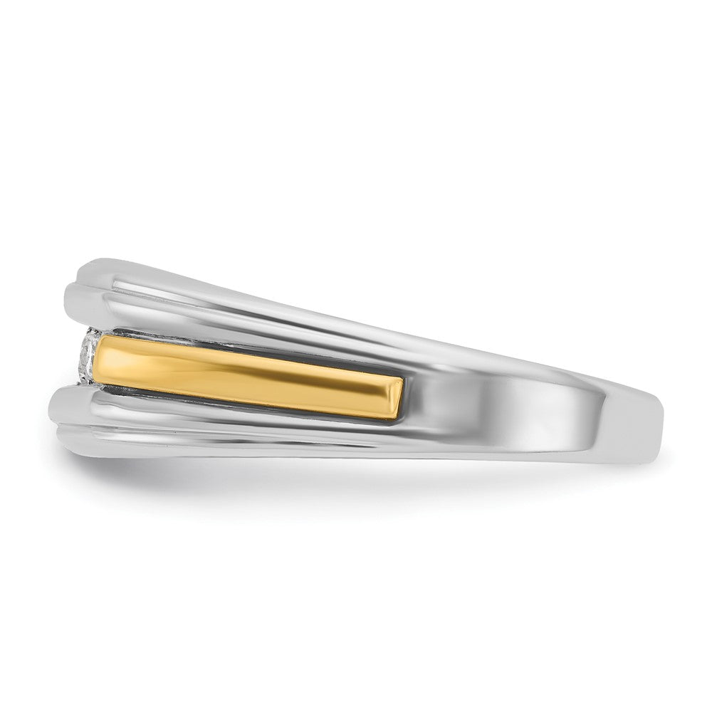 14k Two-tone Gold Men's Polished and Satin 1/4 carat Diamond Complete Ring