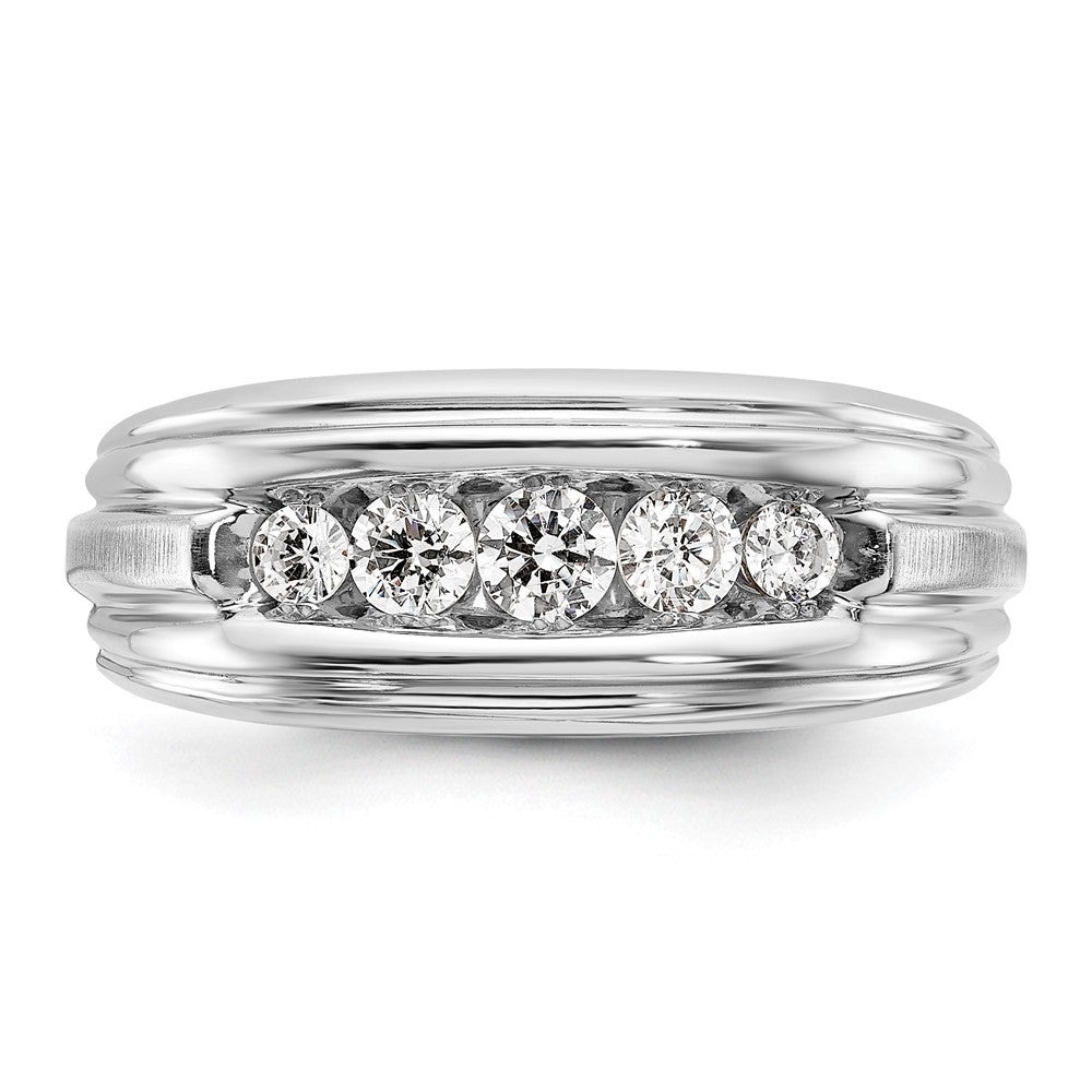 14k Two-tone Gold Men's Polished and Satin 1/2 carat Diamond Complete Ring