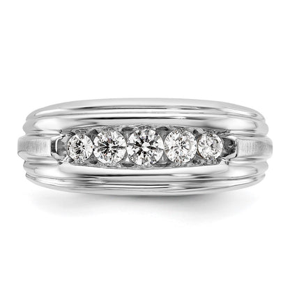 14k Two-tone Gold Men's Polished and Satin 1/2 carat Diamond Complete Ring