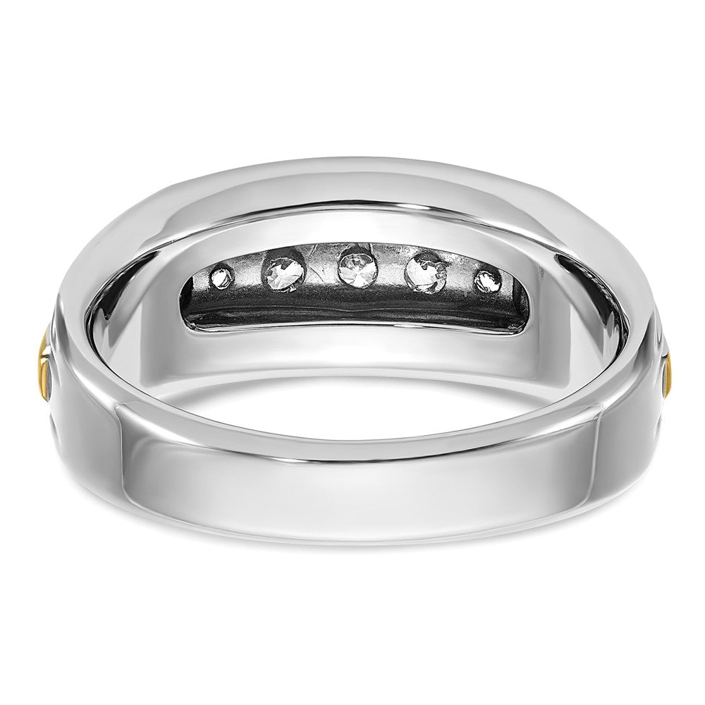 14k Two-tone Gold Men's Polished and Satin 1/2 carat Diamond Complete Ring