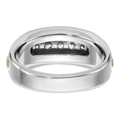 14k Two-tone Gold Men's Polished and Satin 1/2 carat Diamond Complete Ring