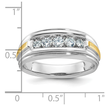 14k Two-tone Gold Men's Polished and Satin 1/2 carat Diamond Complete Ring