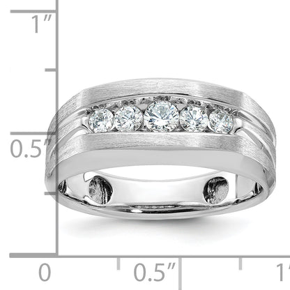 10K White Gold Ibgoodman Men'S Polished And Brushed 5-Stone Ring Mounting