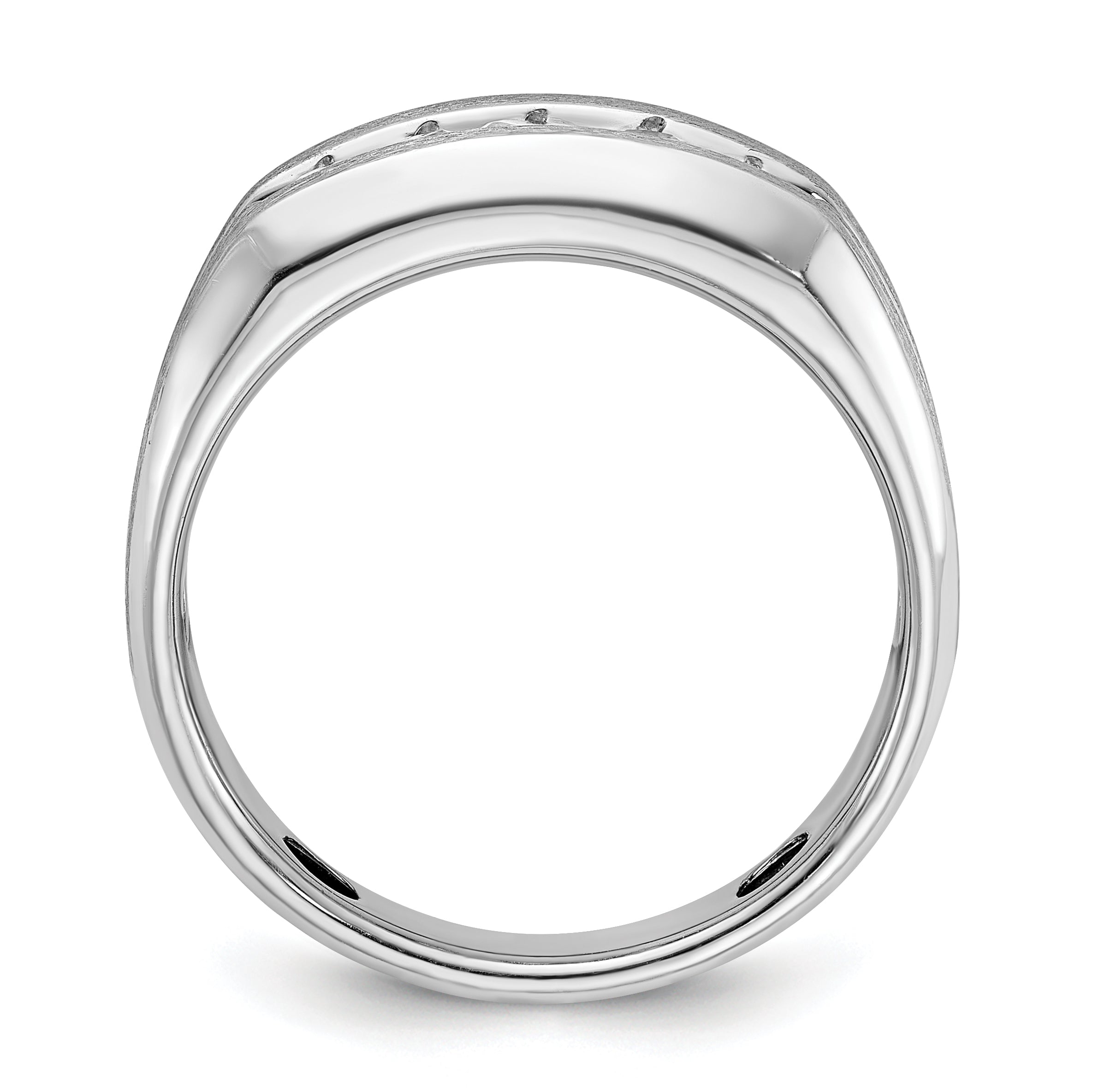 14k White Gold 1/2 Ct. Lab Grown Diamond VS/SI+ G+ Satin and Grooved Five Stone Men's Ring