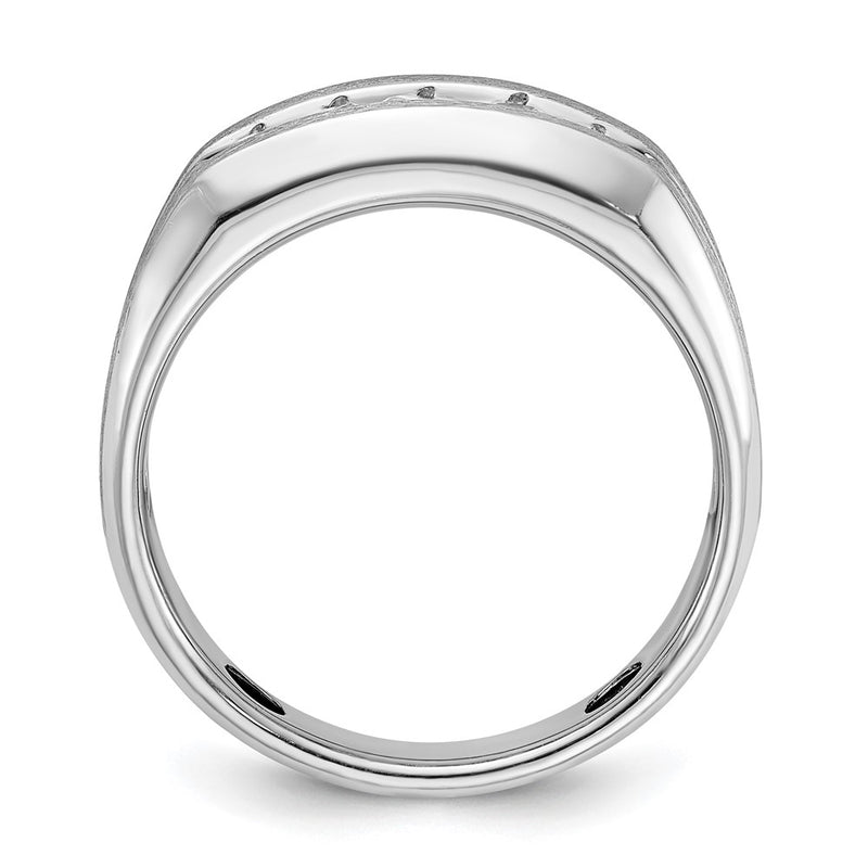 14k White Gold 1/2 Ct. Lab Grown Diamond VS/SI+ G+ Satin and Grooved Five Stone Men's Ring