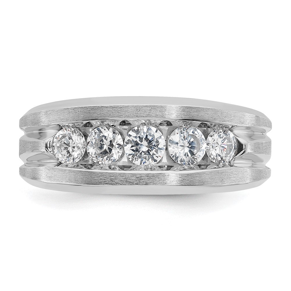 14k White Gold 1 Ct. Lab Grown Diamond VS/SI+ G+ Satin Men's Ring