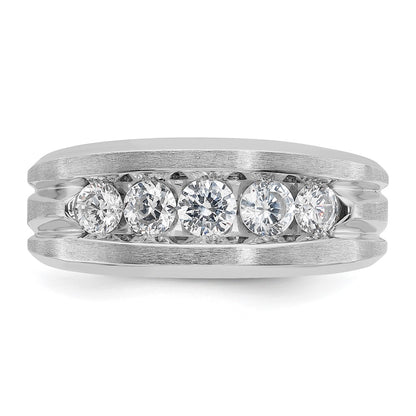 14k White Gold 1 Ct. Lab Grown Diamond VS/SI+ G+ Satin Men's Ring
