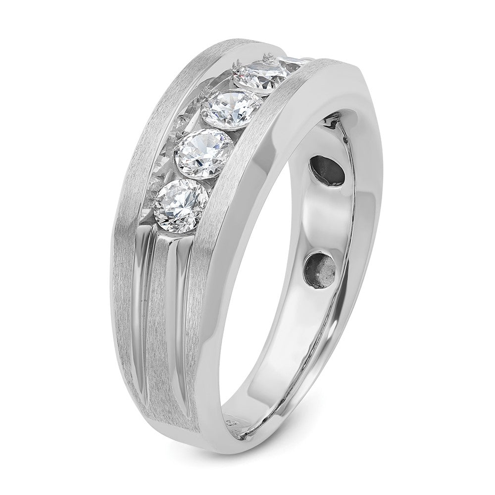 14k White Gold Men's Satin Finish 1 carat Diamond Complete Ring