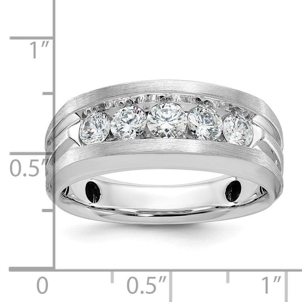 14k White Gold Men's Satin Finish 1 carat Diamond Complete Ring