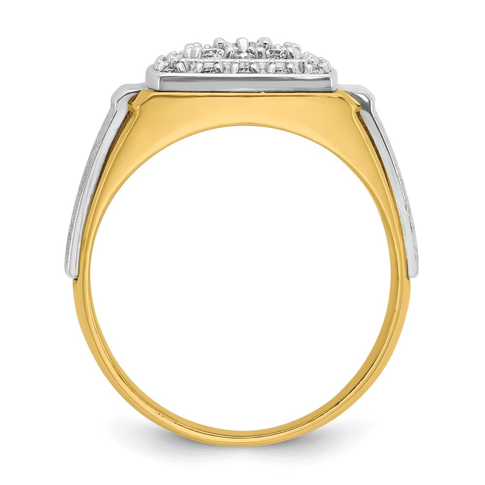 10K Two-Tone Ibgoodman Men'S Polished And Satin 1/2 Carat A Quality Diamond Ring