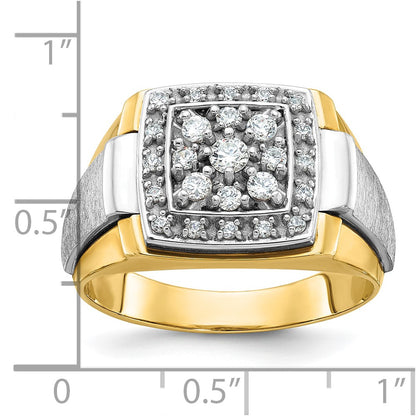 10K Two-Tone Ibgoodman Men'S Polished And Satin 1/2 Carat A Quality Diamond Ring