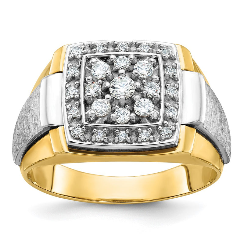 10K Two-Tone Ibgoodman Men'S Polished And Satin 1/2 Carat A Quality Diamond Ring