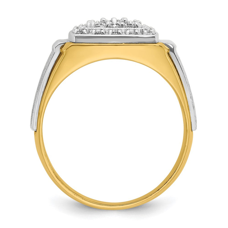 14k Two-tone Gold Men's Polished and Satin 1/2 carat Diamond Complete Ring