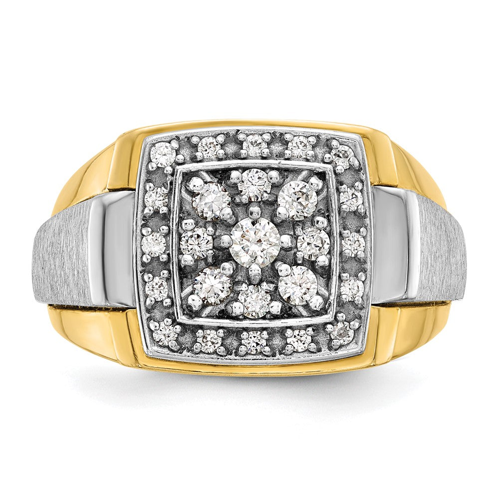 14k Two-tone Gold Men's Polished and Satin 1/2 carat Diamond Complete Ring