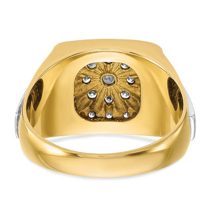 14k Two-tone Gold Men's Polished and Satin 1/2 carat Diamond Complete Ring