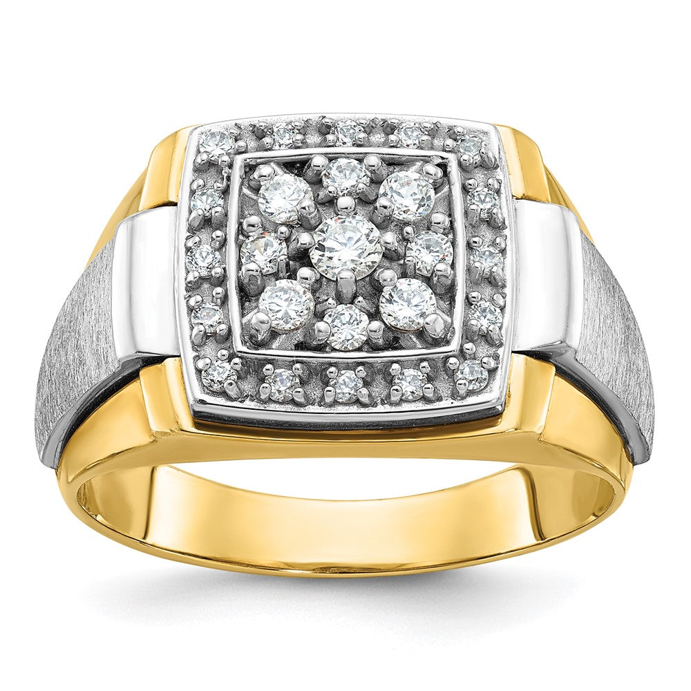 14k Two-tone Two Tone 1/2 Ct. Lab Grown Diamond VS/SI+ G+ Polished and Satin Cluster Ring