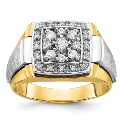 14k Two-tone Two Tone 1/2 Ct. Lab Grown Diamond VS/SI+ G+ Polished and Satin Cluster Ring