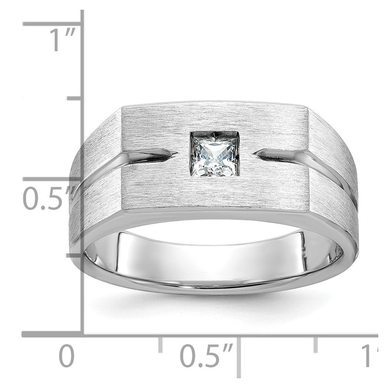 10K Yellow Gold Ibgoodman Men'S Polished And Satin Diamond Complete Ring