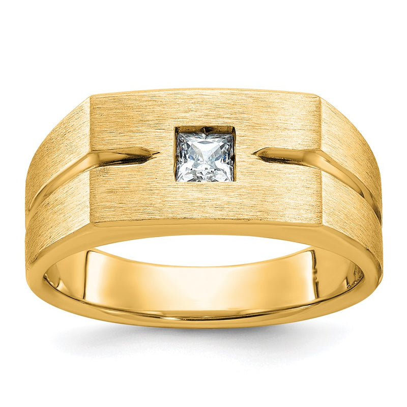 10K Yellow Gold Ibgoodman Men'S Polished And Satin Diamond Complete Ring