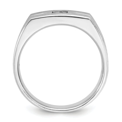 14k White Gold Men's Polished and Satin 1/4 carat Diamond Complete Ring