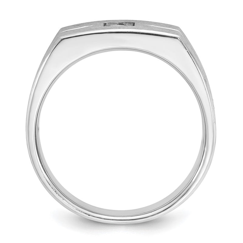 14k White Gold Men's Polished and Satin 1/4 carat Diamond Complete Ring