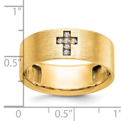 10K Yellow Gold Ibgoodman Men'S Satin Cross Ring Mounting
